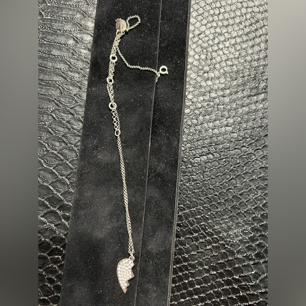 Juicy Couture Silver Pave Heart Necklace